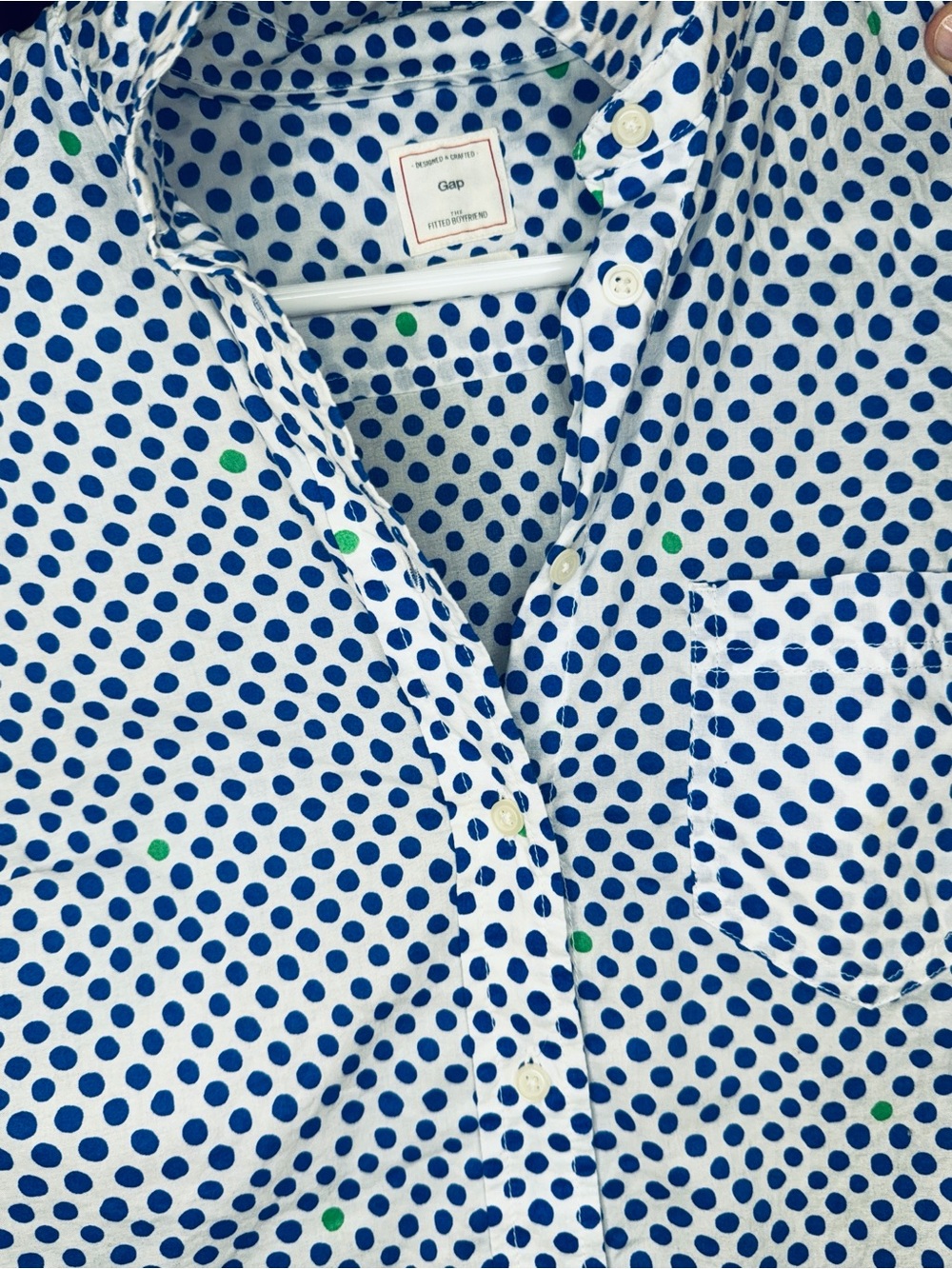 Gap vintage Blue Polka Dot women’s Button-Up Shirt - Picture 3 of 4